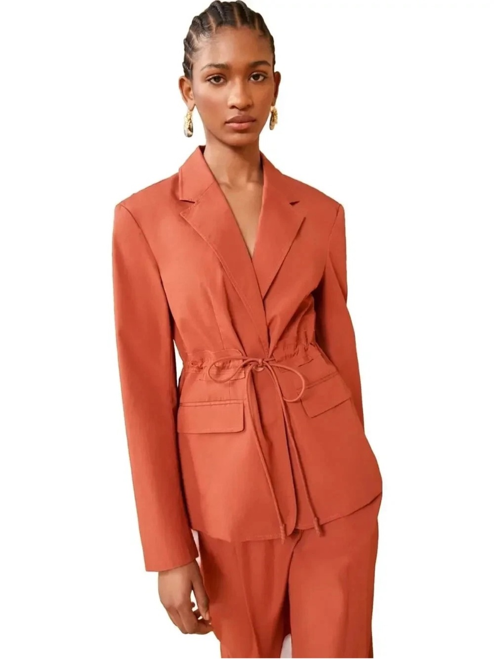 NWT Ulla Johnson Marisol Cinched Rust Cotton Blazer